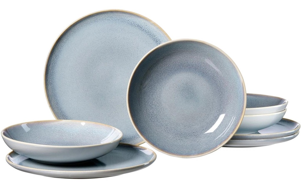 Ritzenhoff & Breker Set d’assiettes Skagen 8 pièces, gris-bleu