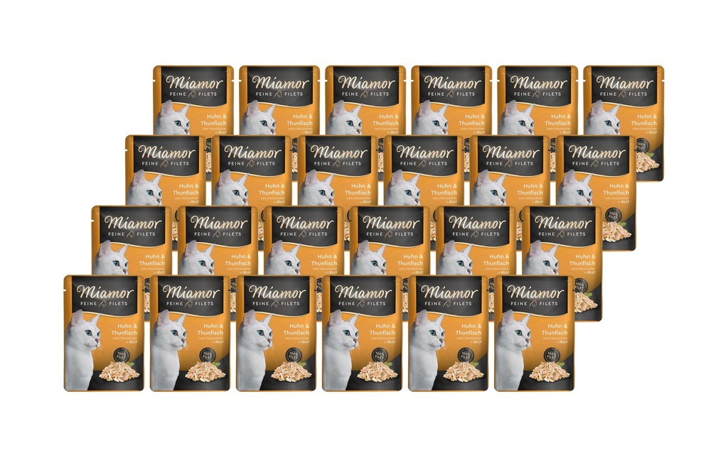 Miamor Alimentation humide Filets fins de thon & poulet en gelée, 24 x 100 g