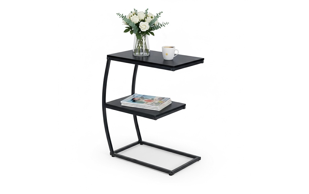 relaxdays Table d'appoint en forme de C 58.5 x 47.5 cm Noir