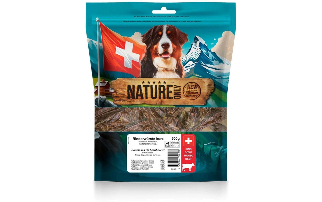 NATUREonly Produit à mâcher  Saucisses de bœuf courtes 600 g