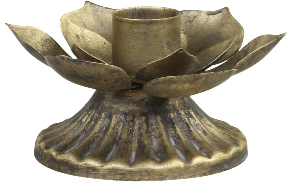 Chic Antique Bougeoir avec feuille couleur laiton