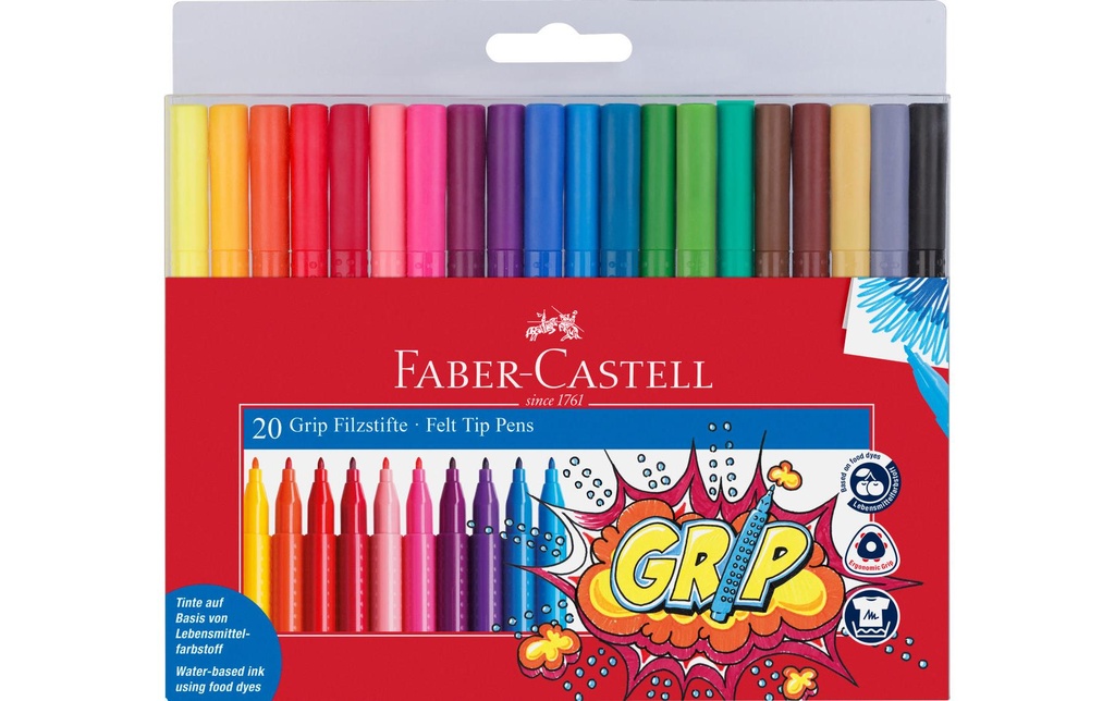 FABER-CASTELL Feutre ColourGrip étui (20 pces)