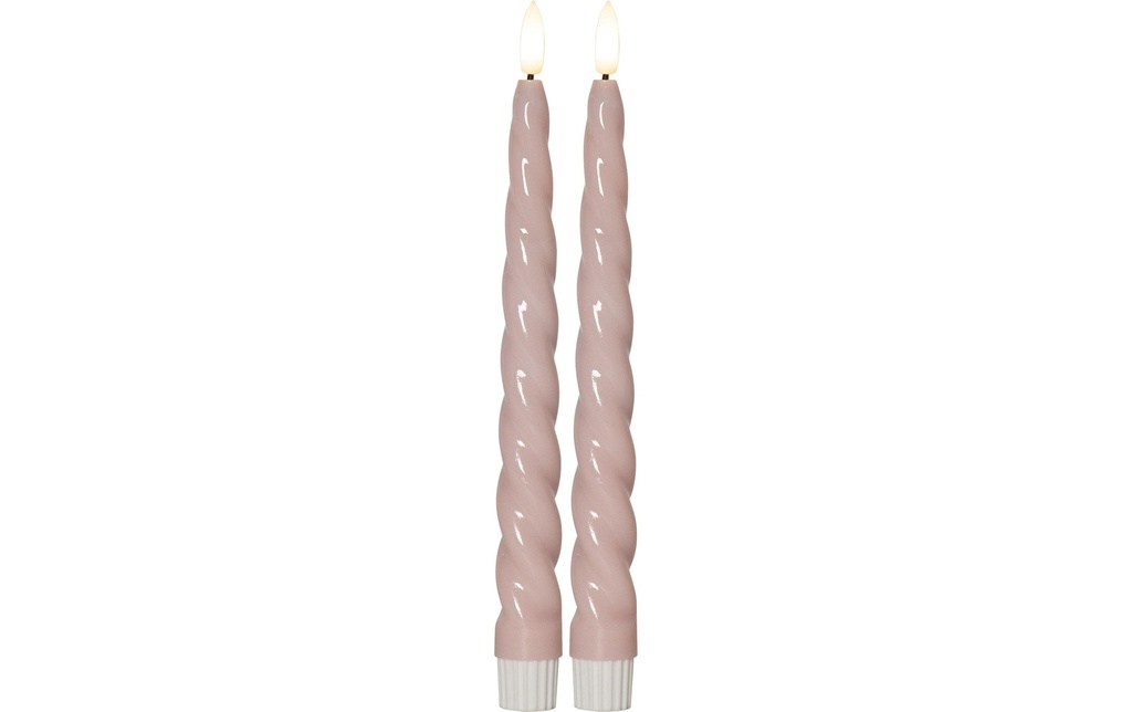 Star Trading Set de bougies LED sur tige Flamme Shine, 24.5 cm, rose