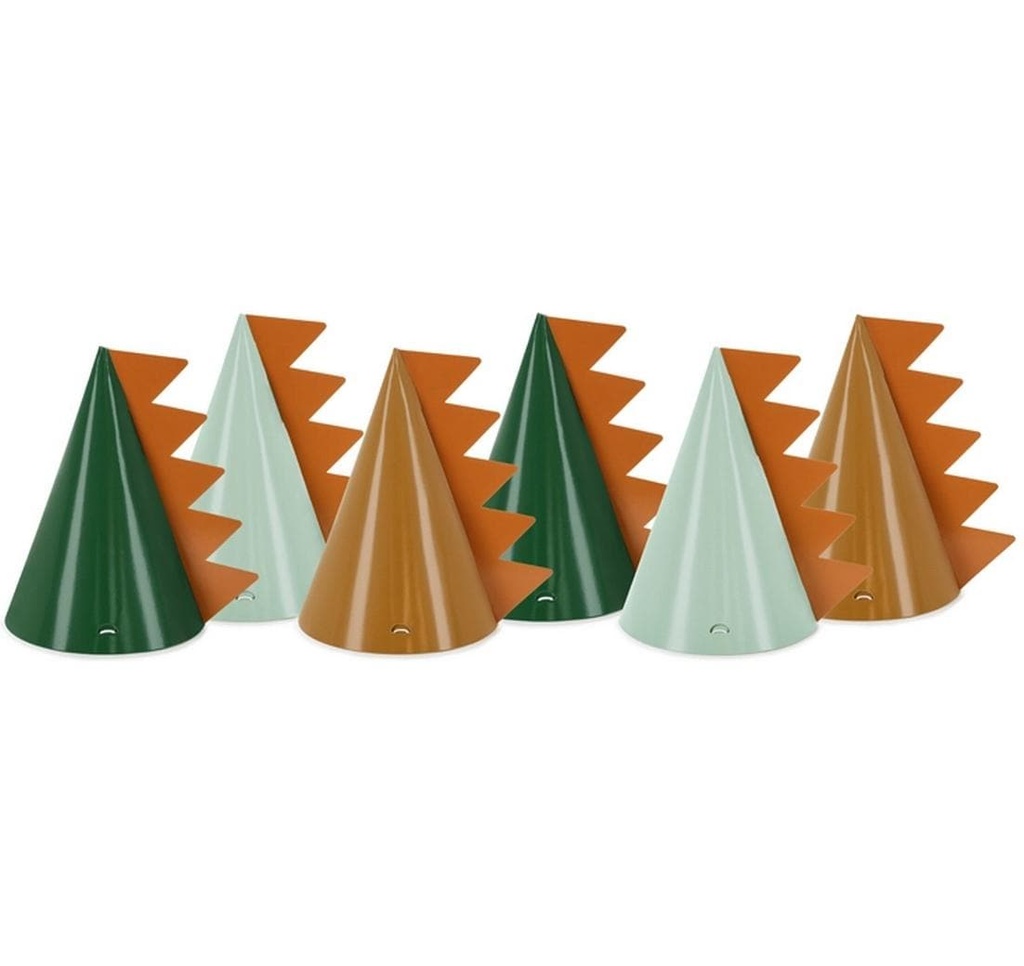Partydeco Chapeaux de fête Dinosaures 14 cm, 6 pièces