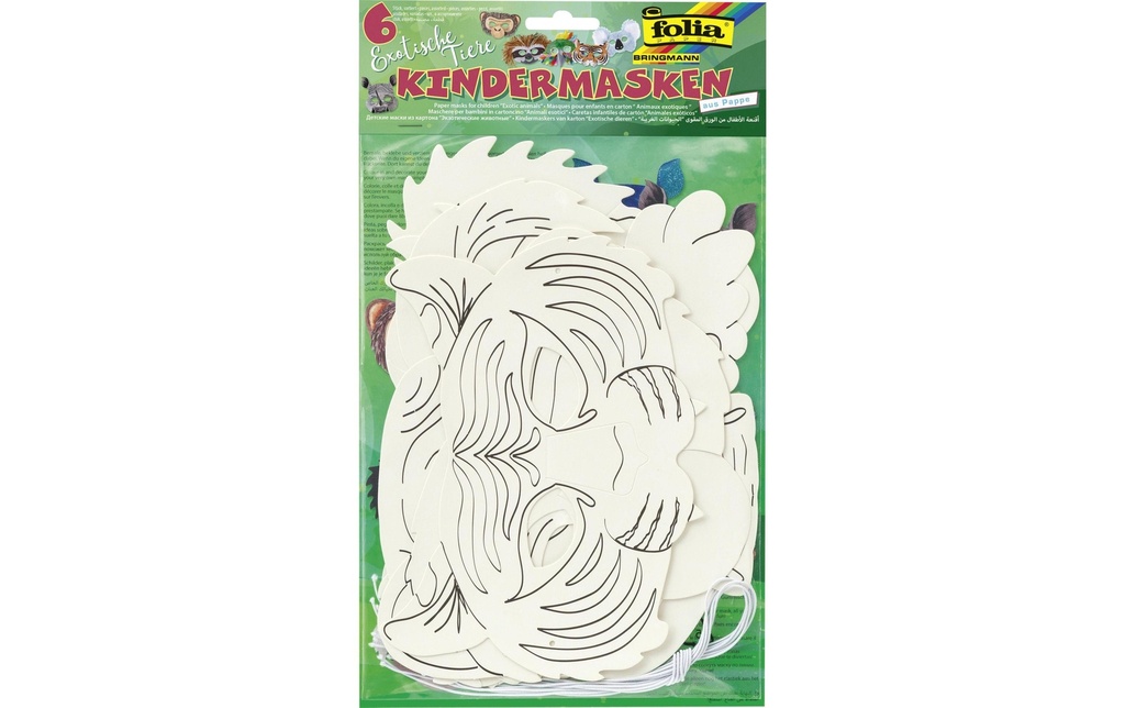 Folia Kits de bricolage Masque enfant animaux, 6 pièces