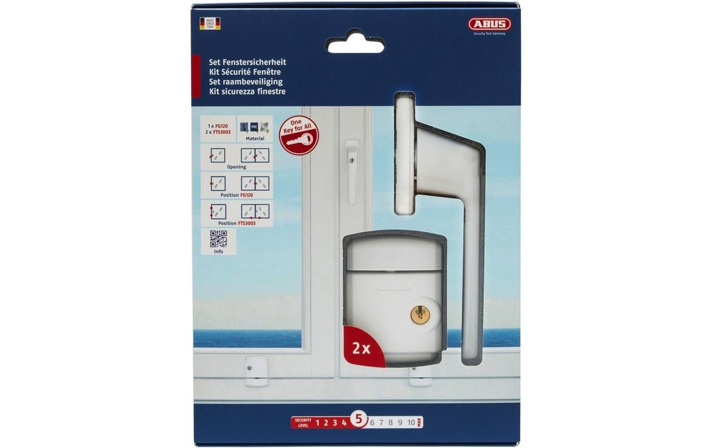 Abus Sécurité de fenêtre FeSi 3 W FG120/FTS3003 Set, Blanc