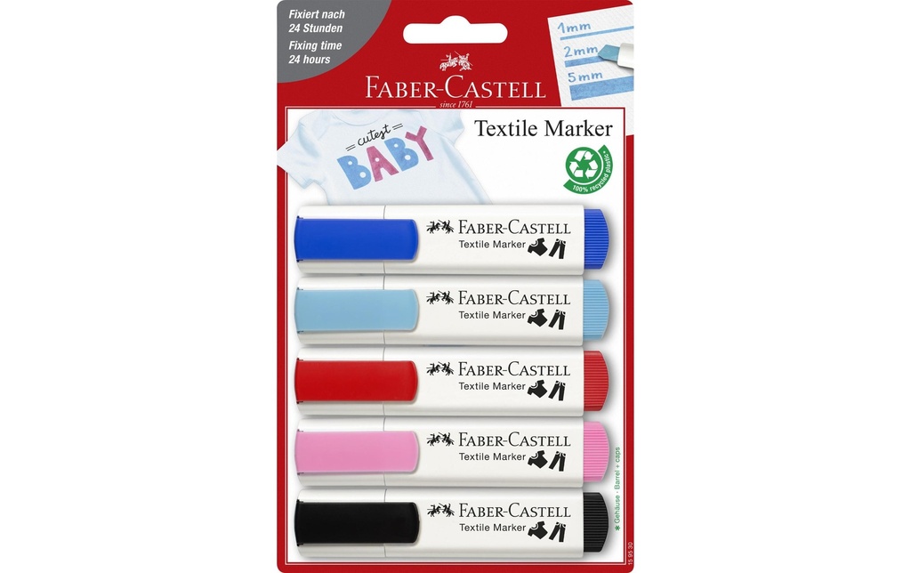 Faber-Castell Marqueur pour textiles Baby 5 pièces