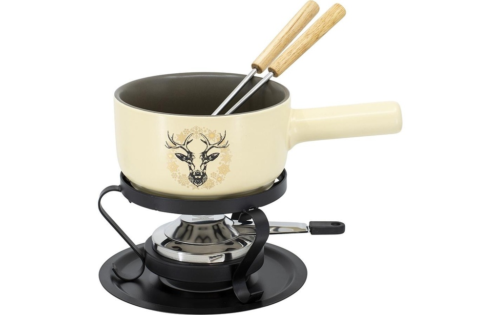 Kadastar Service à fondue au fromage Deer E16 5 Pièce/s, Noir/Beige