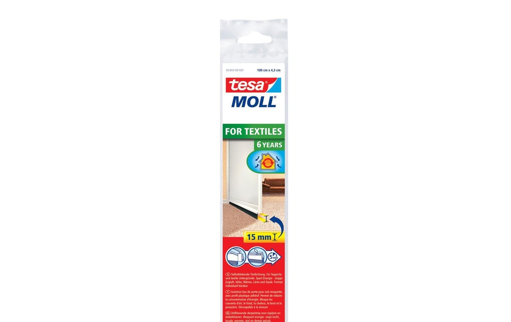tesa Rail d'étanchéité de porte MOLL Textiles 1 m x 43 mm