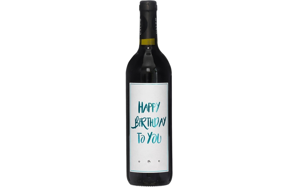 Dreams and Fantasy Idea regalo Vin rouge Happy Birthday Turquoise, 750 ml