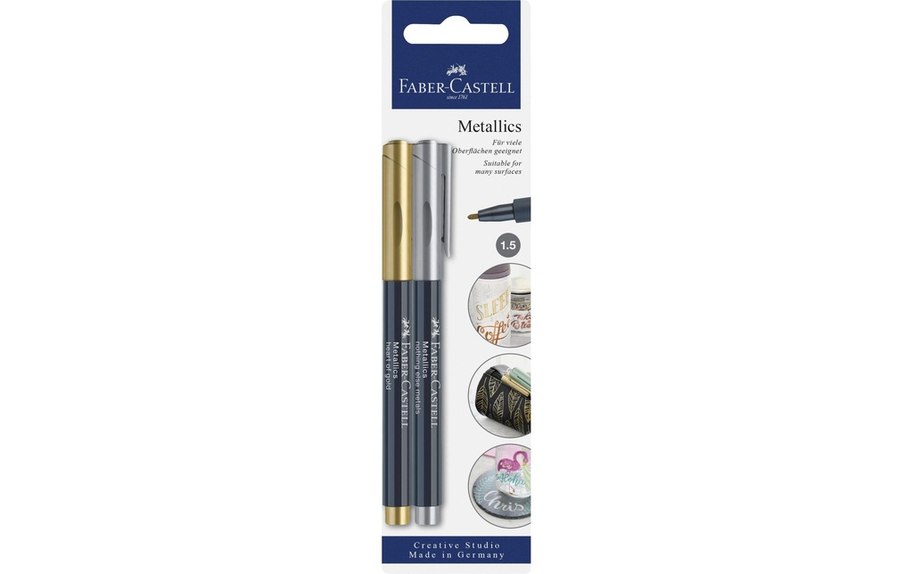FABER-CASTELL Marqu.Metallic Bli à 2 or/arg (2 pces)