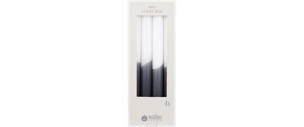 müller Kerzen Bougie droite 24.5 cm x 2.2 cm, Noir/Blanc, 4 Pièce/s