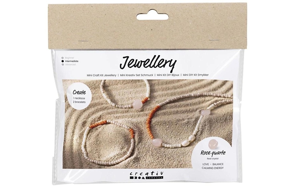 Creativ Company Kits de bricolage pour bijoux Collier et bracelet en quartz rose