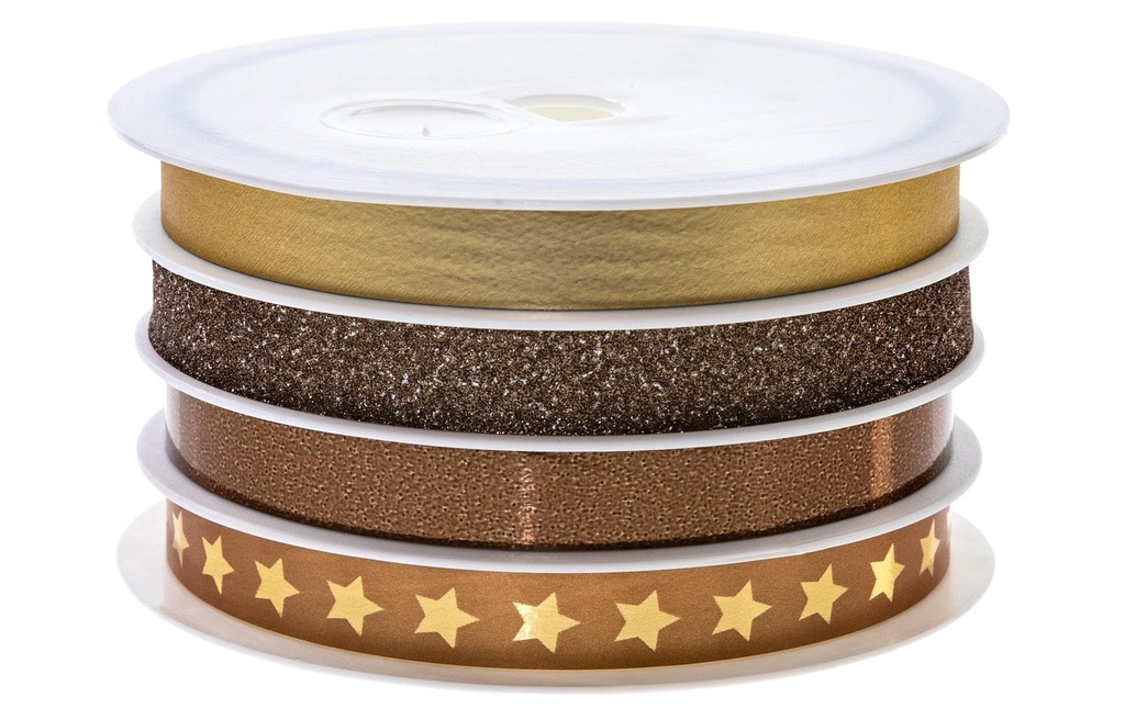 Pattberg Ruban cadeau Glitter Star 1 cm x 20 m, or