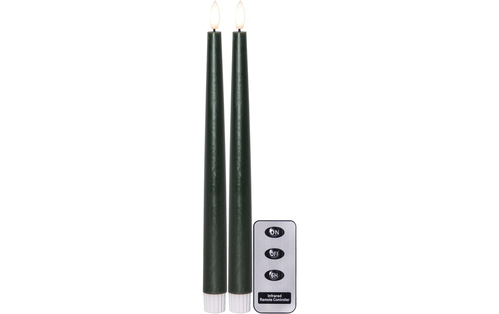 Star Trading Set de bougies LED sur tige Flamme Slim, 2 pièces, vert