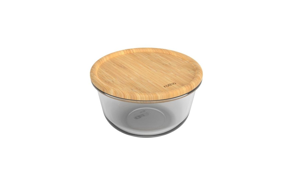 Rotho Boîte en verre avec couvercle en bambou NALA 1 l, Transparent