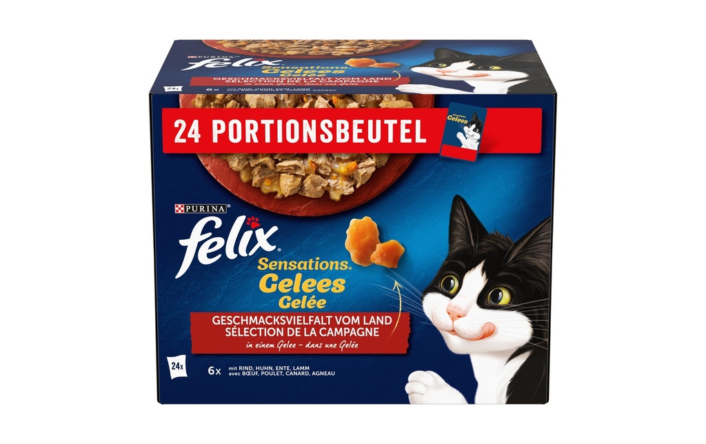 Felix Alimentation humide Gelée de viande Sensations, 24 x 85 g