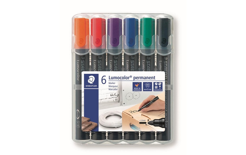 Staedtler Marqueur indélébile Lumocolor 352 Ensemble de 6, permanent