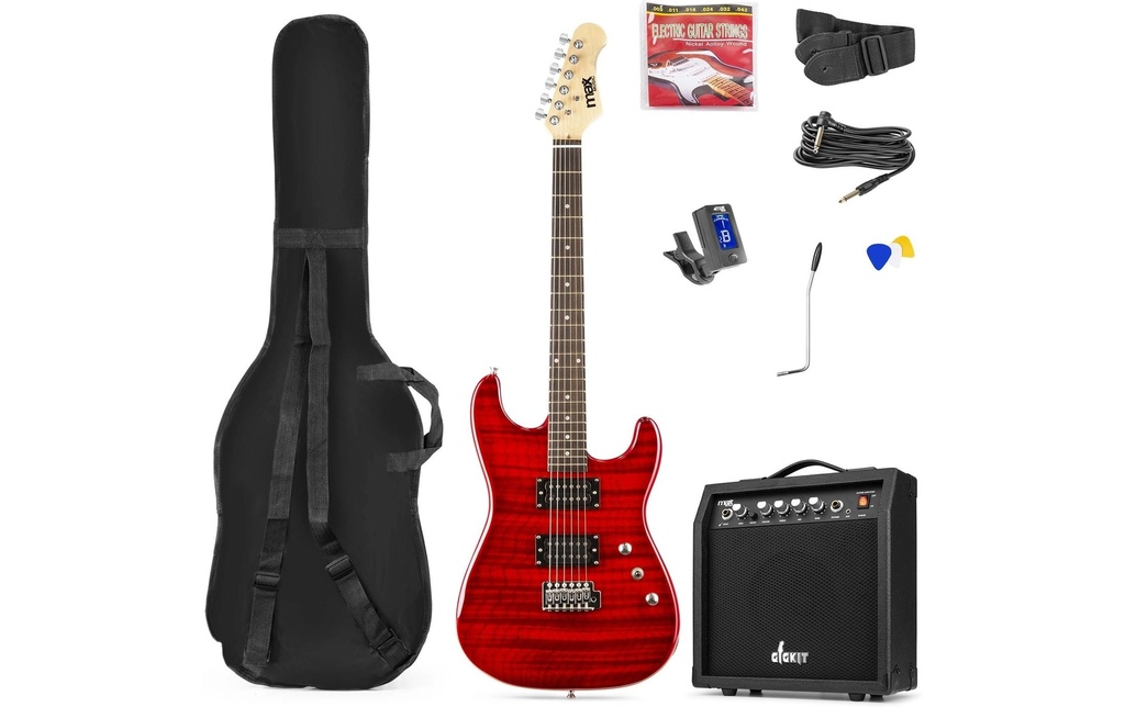 MAX Guitare électrique GigKit Quilted Style rouge