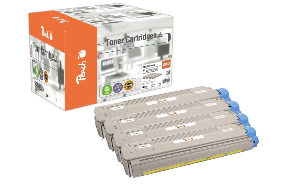 Peach Kits de toner OKI C833-series MultiPack BK/C/M/Y