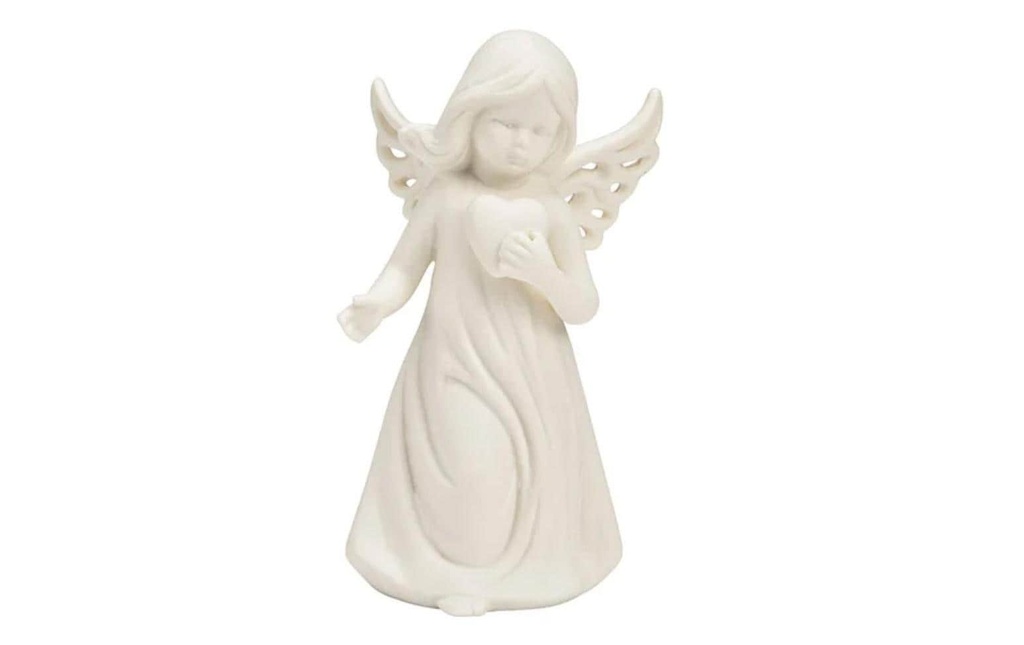 G. Wurm Figure décorative Ange avec coeur 10 x 7 cm, Blanc