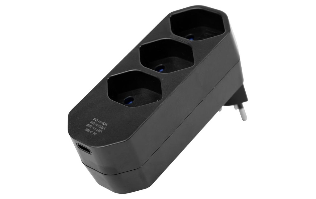 STEFFEN Connecteur multiple 3 x T13, pivotant 320°, noir