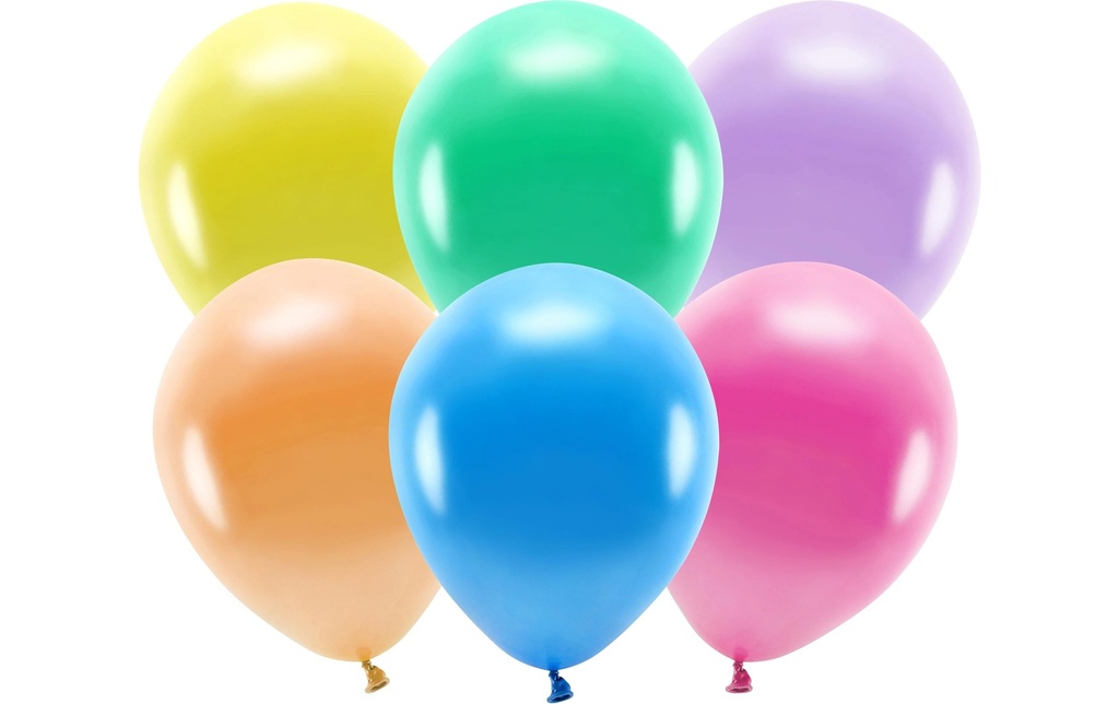 Partydeco Ballon de baudruche Uni Eco Metallic 10 pièces, multicolore