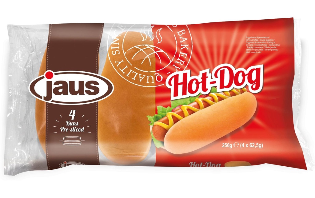 jaus Daily Bread Hot Dog Buns coupés en tranches 4 pièces
