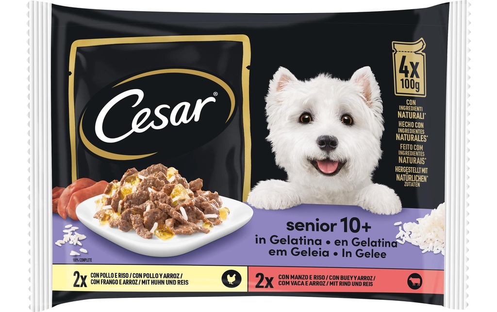 Cesar Senior sachet 10+ en gelée 4 x 100 g
