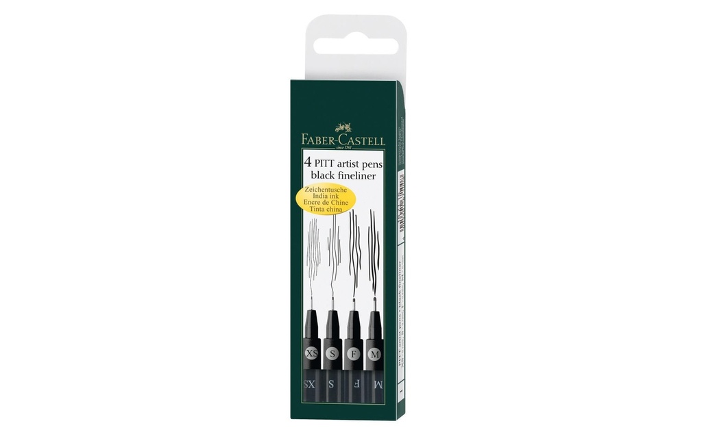FABER-CASTELL Cray.encre ArtistPen XS,S,F,M (4 pces)