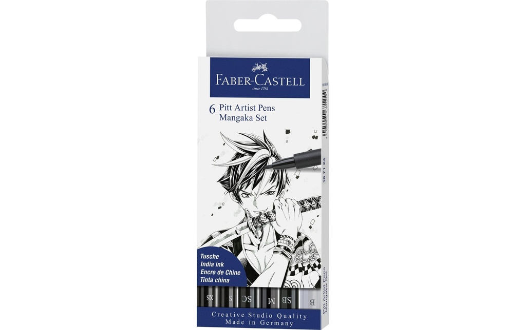 FABER-CASTELL Artist Pen Manga 6 Pces noir (6 pces)