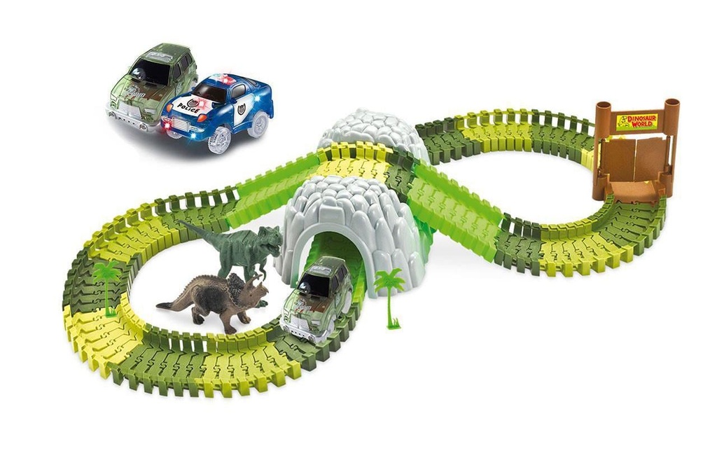 Amewi Magic Traxx Chemin de fer Dino Park Mega Set avec Tunnel