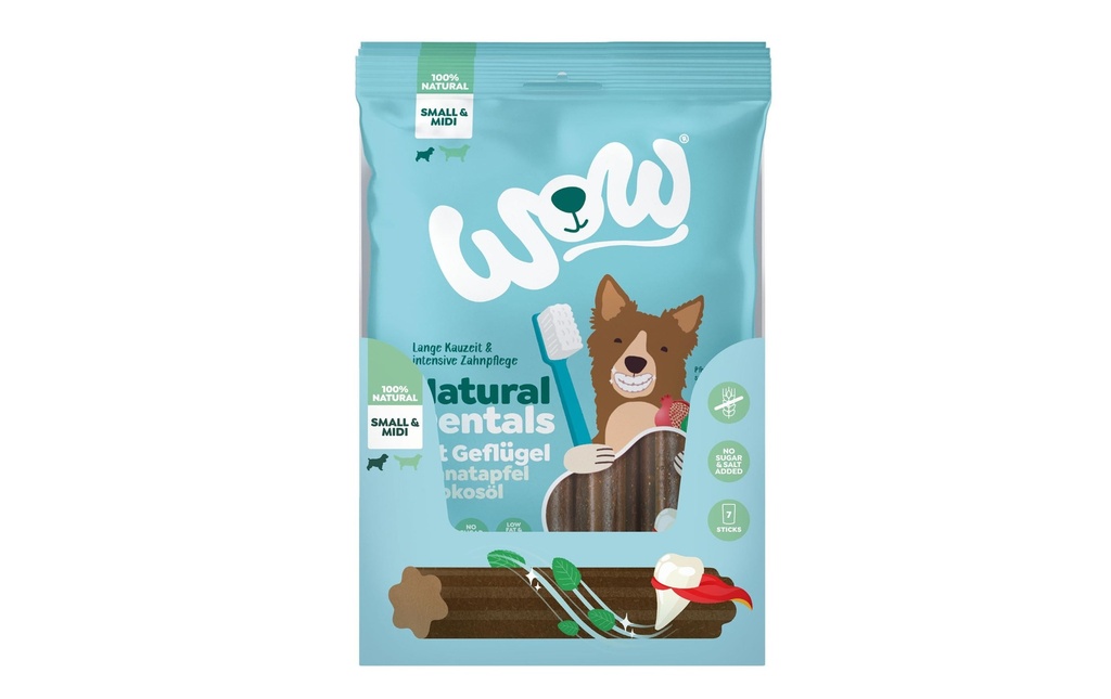 WOW Articles à mâcher Natural Dentals Volaille S&M, 180 g
