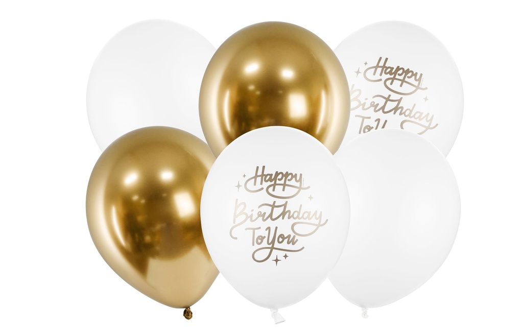 Partydeco Ballon de baudruche Happy Birthday to you Ø 30 cm, 6 pièces