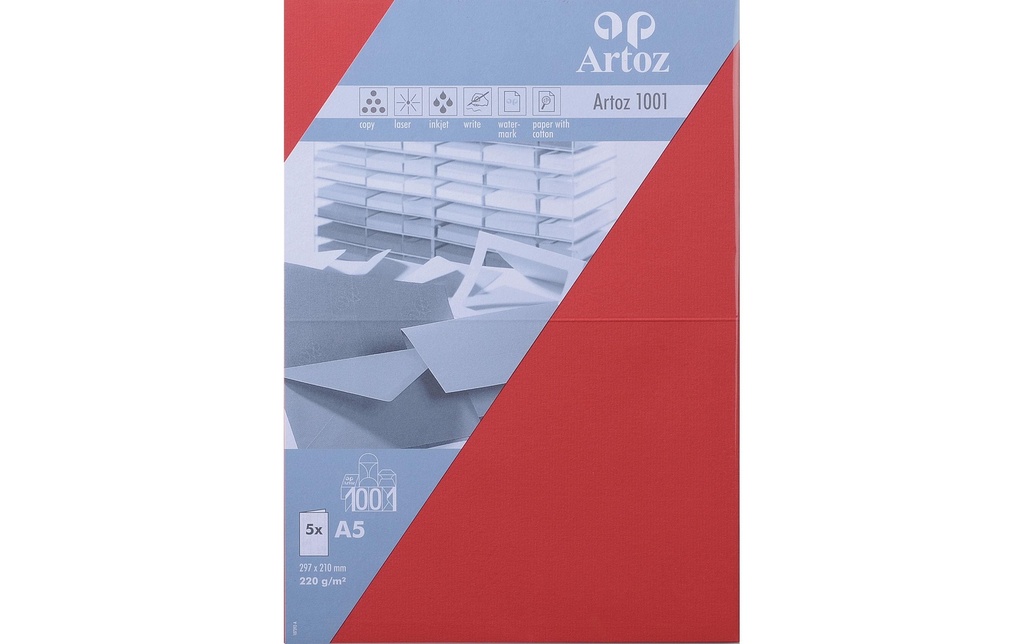 Artoz Carte vierge 1001, A5, 5 feuilles, rouge