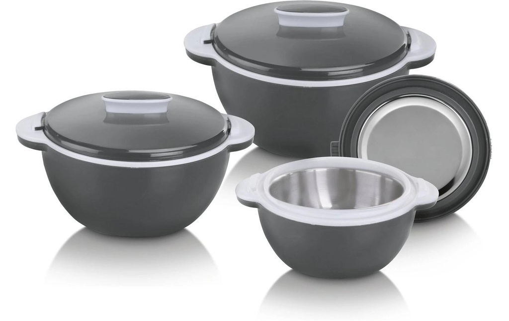 GOURMETmaxx Bol isotherme avec poignée 6 pcs. 500/1000/1600 ml, Gris