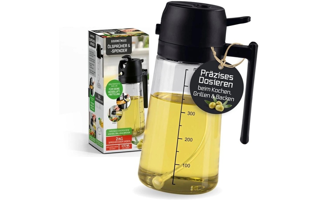 GOURMETmaxx Huilier 470 ml, noir/transparent