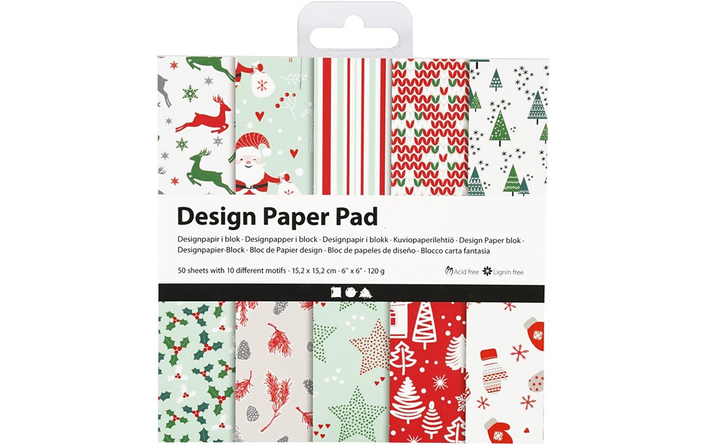 Creativ Company Papier de fantaisie 15.2 x 15.2 cm, blanc/rouge, 50 feuilles