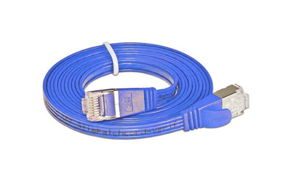SLIM Câble patch slim RJ-45 - RJ-45, Cat 6, STP, 7.5 m, Bleu