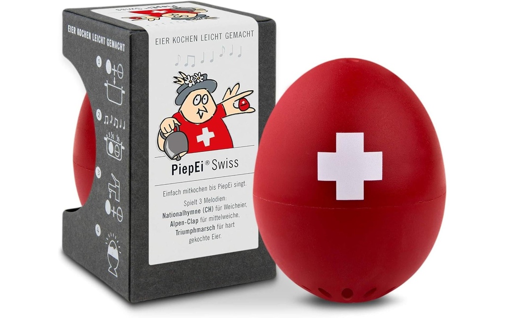 PiepEi Minuteur de cuisine Coquetier chantant Swiss, Rouge / Blanc