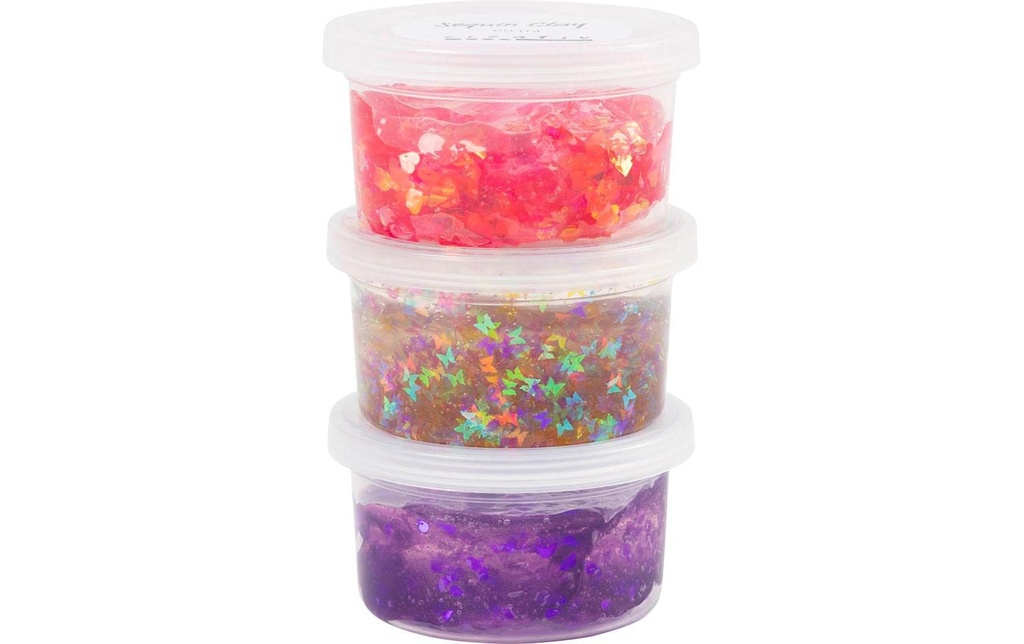 Creativ Company Matière à modeler Sequin Clay, harmonie Tons roses, 3 x 60 g