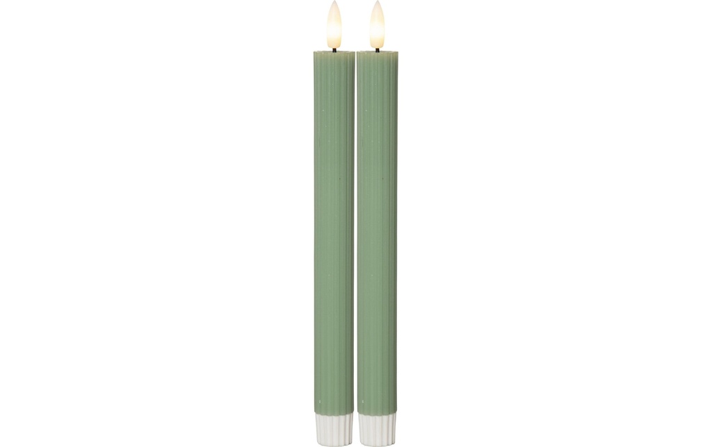 Star Trading Set de bougies LED sur tige Flamme Stripe, 25 cm, vert, 2 pièces