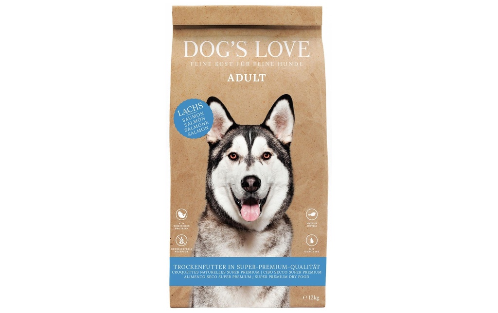 Dog's Love Alimentation sèche Adulte, Saumon et truite, 12 kg