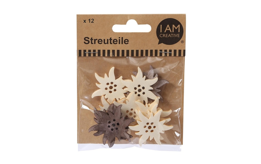 I AM CREATIVE Décoration à éparpiller Edelweiss 4 cm 12 pièces
