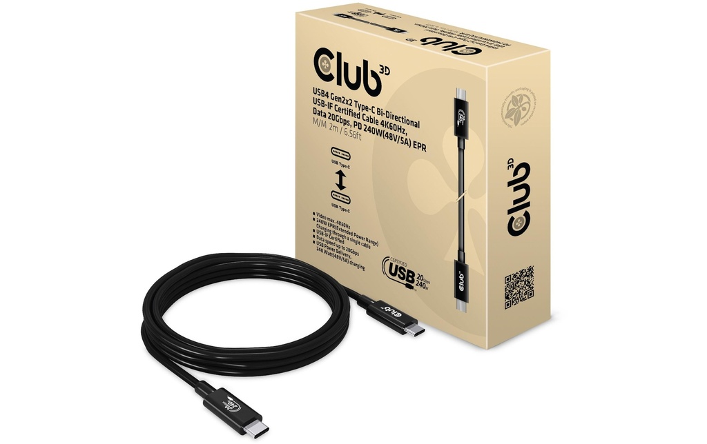 Club 3D Câble USB CAC-1575 USB-C - USB-C 2 m