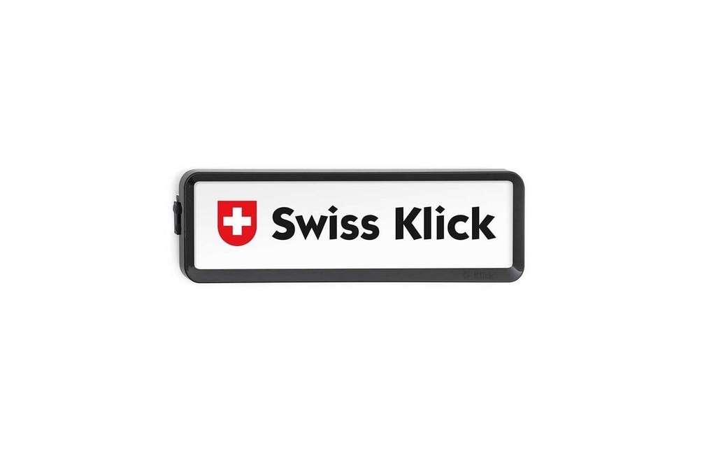 Swiss Klick Supports de plaque d’immatriculation En longueur Face avant Noir