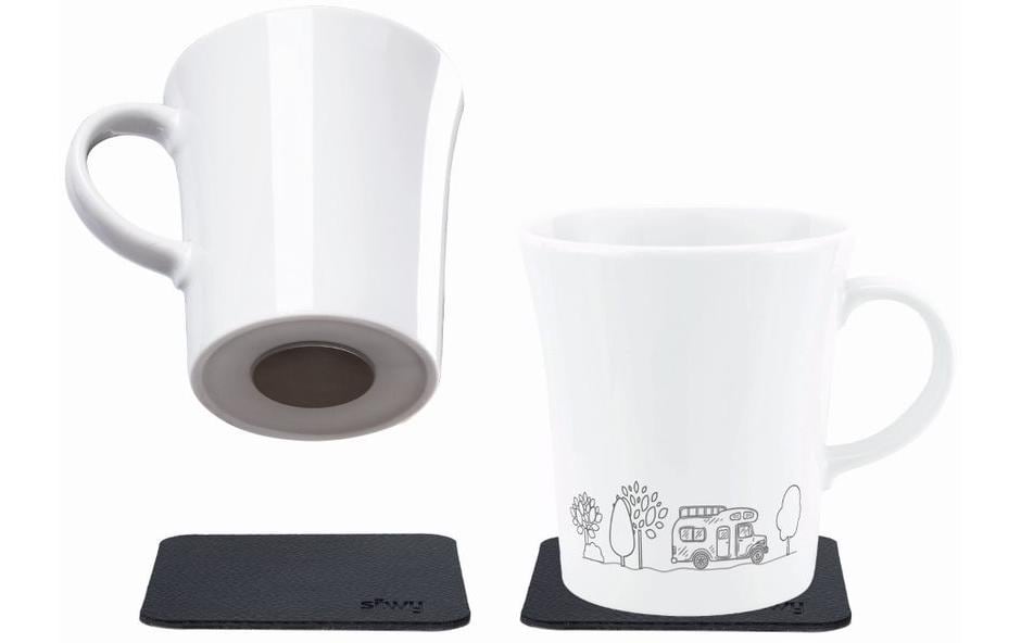 Silwy Set de tasses à anse magnétique en porcelaine Camping