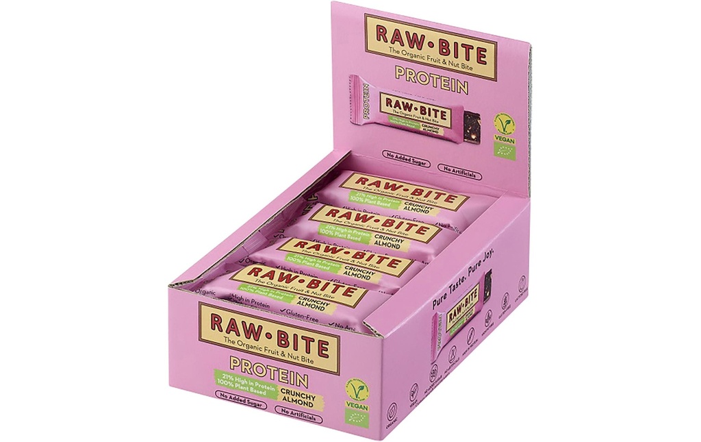Rawbite Barre Crudités bio Protein Crunchy Almond 12 x 45 g