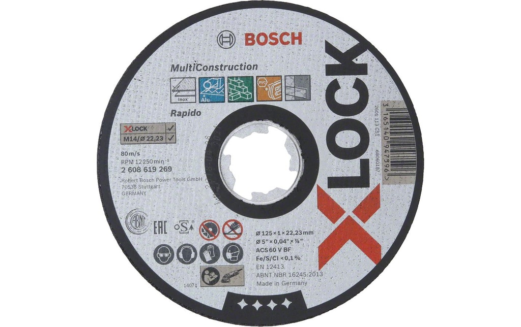 Bosch Professional Disque à tronçonner droit X-LOCK Multi Material 125 x 1