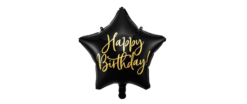 Partydeco Ballon en aluminium Happy Birthday Noir/Doré